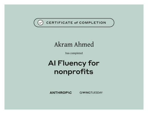 AI Fluency for nonprofits certificate