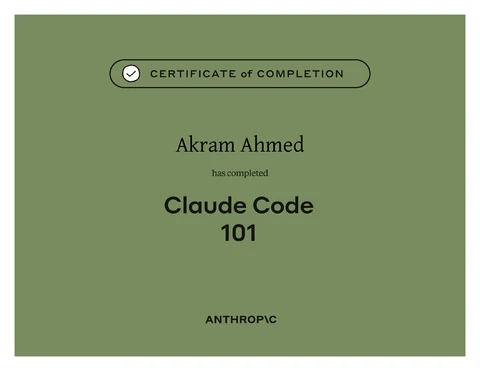 Claude Code 101 certificate