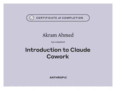 Introduction to Claude Cowork certificate