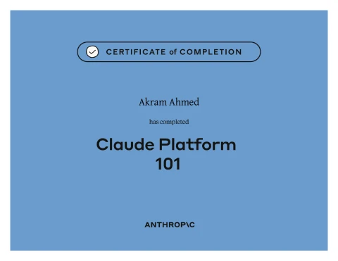 Claude Platform 101 certificate