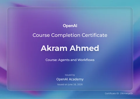 Agents and Workflows certificate
